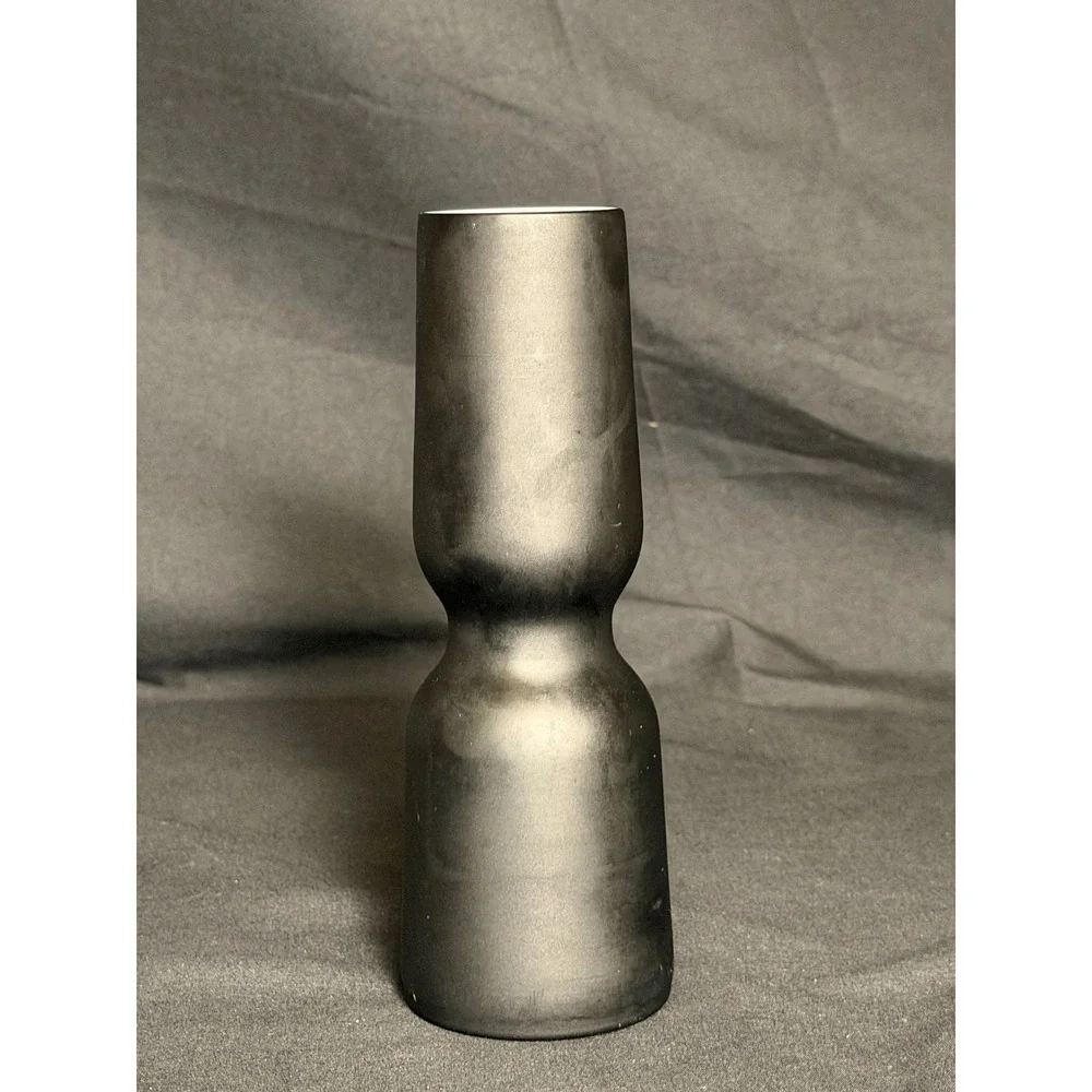 Carlo Moretti Murano Glass Vase Medium Black Excellent Matte Hourglass